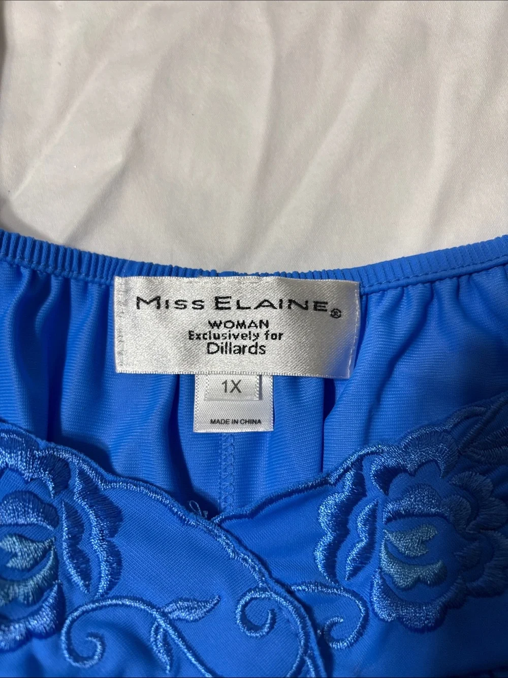 Miss Elaine Royal Blue Embroidered Lace Chemise. NWT